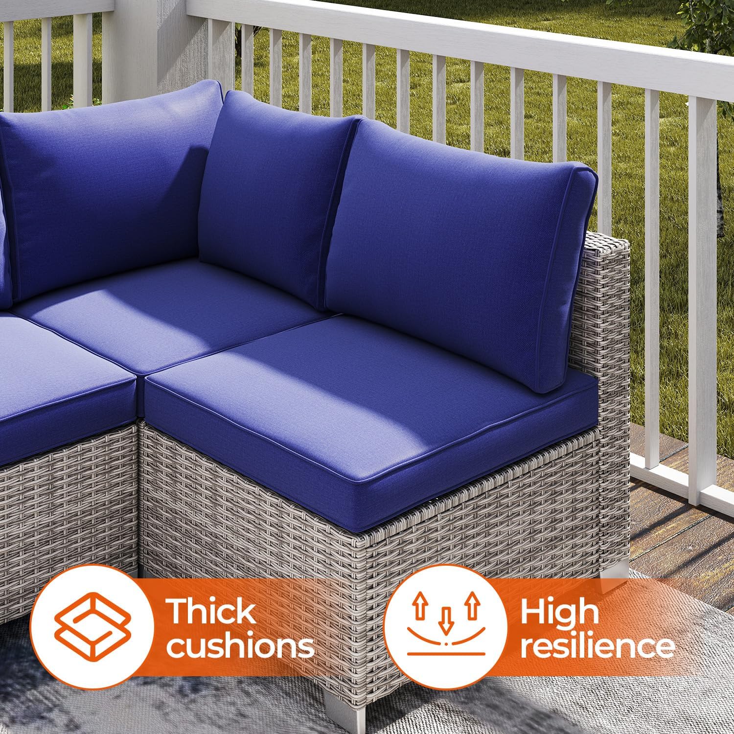 Aohanoi 7 Pieces Outdoor Patio Furniture Set with Waterprool Cover,Thick Cushions and Glass Coffee Table,Wicker Conversation Set Sectional Sofas for Garden,Backyard,Balcony
