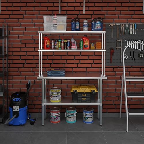 Vista 41 de Mesa de trabajo de acero inoxidable de 18 x 48 pulgadas AmGood Mesa de preparación de alimentos de metal NSF