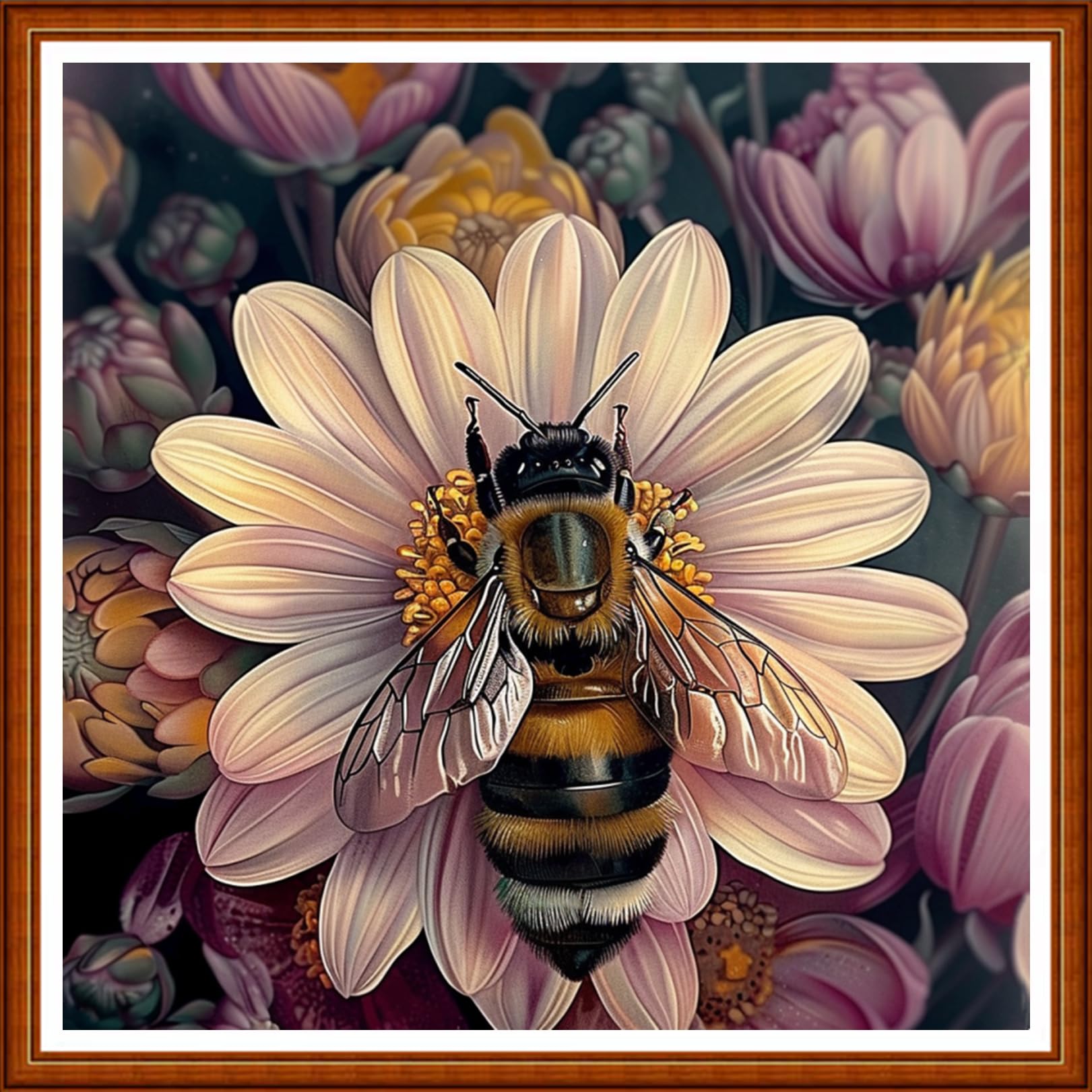 Joyhoor Stamped Cross Stitch Kits for Beginners Needlepoint Kits for Adults Embroidery Kits 11CT Counted Cross Stitch Kits Printed Embroidery Pattern- Bees Gather Nectar 18x18 inchs