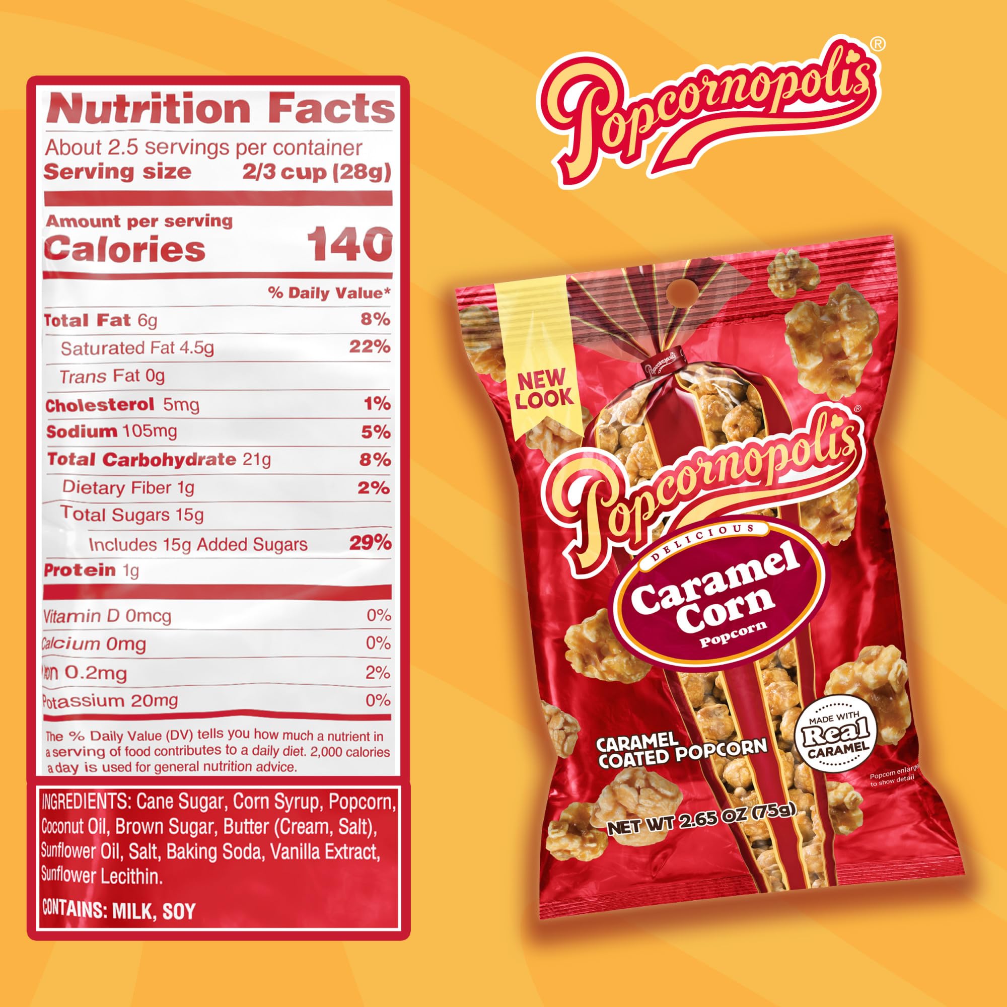 Popcornopolis Karamell, 12 Karamell, 75 g