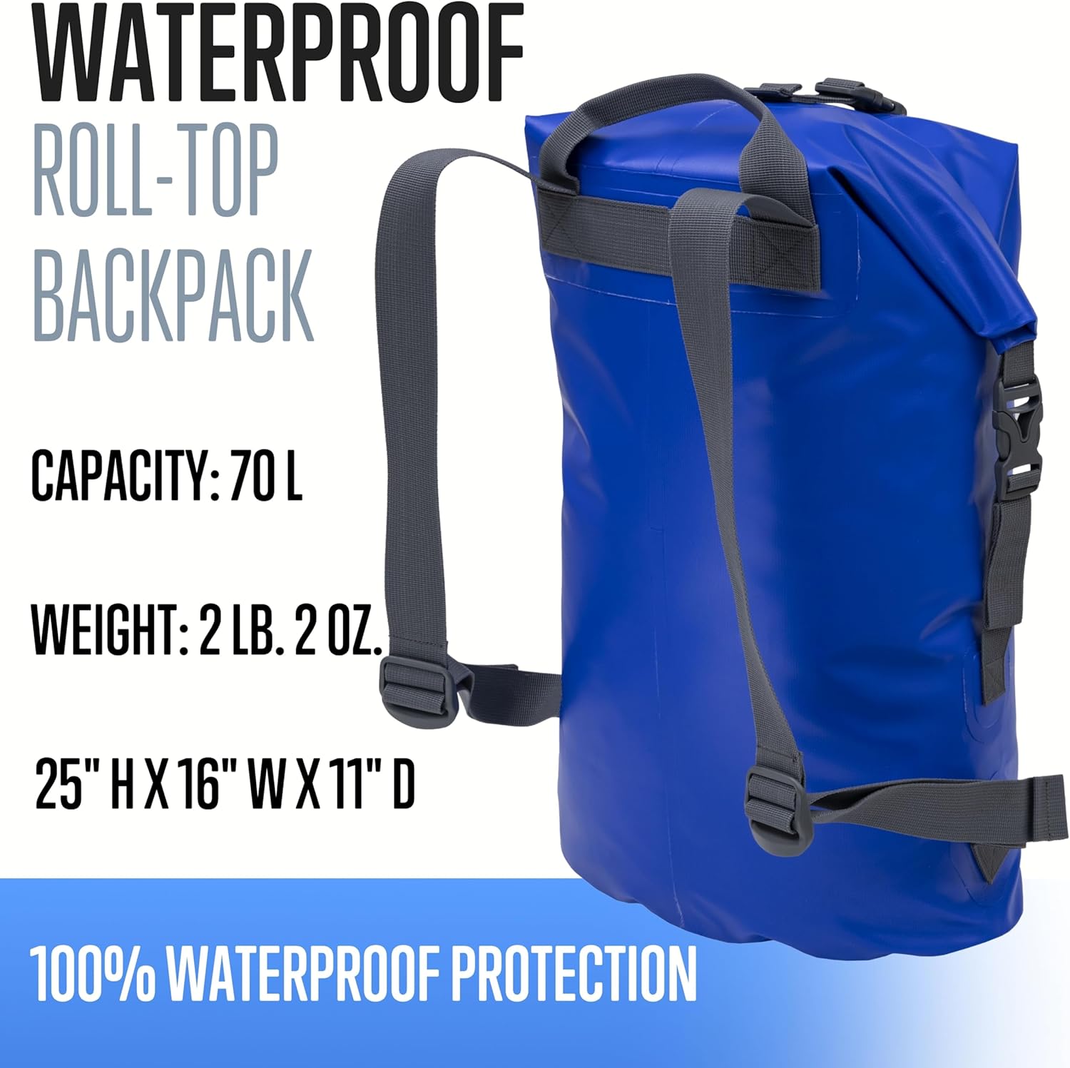 ALPS Mountaineering Torrent Waterproof Backpack, Fully Welded Seams Dry Bag with Adjustable Straps