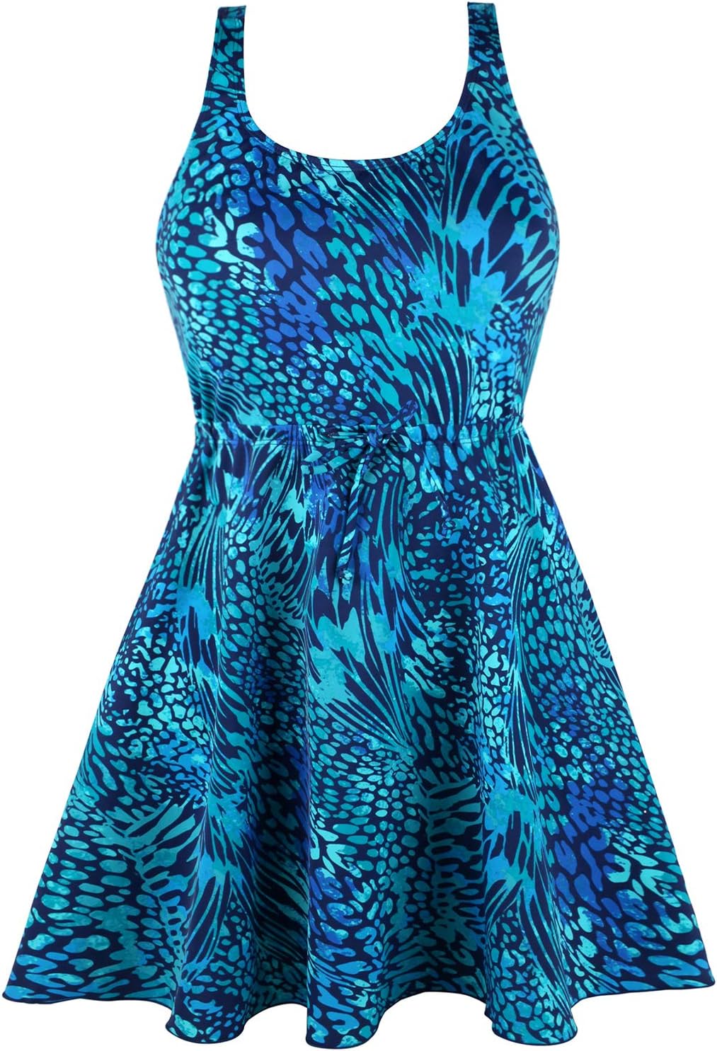 JINXUEER Women’s Plus Size Swimsuit One Piece Floral Print Swimwear Tummy Control Swimdress with Flared Skirt