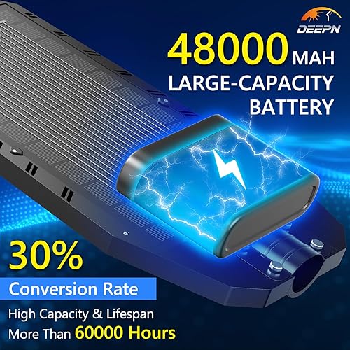 Miniatura 5 de Deepn Luz solar de calle, luces solares de grado comercial para exteriores IP67 impermeable, luces LED de seguridad de inundación de 8700 W, sensor