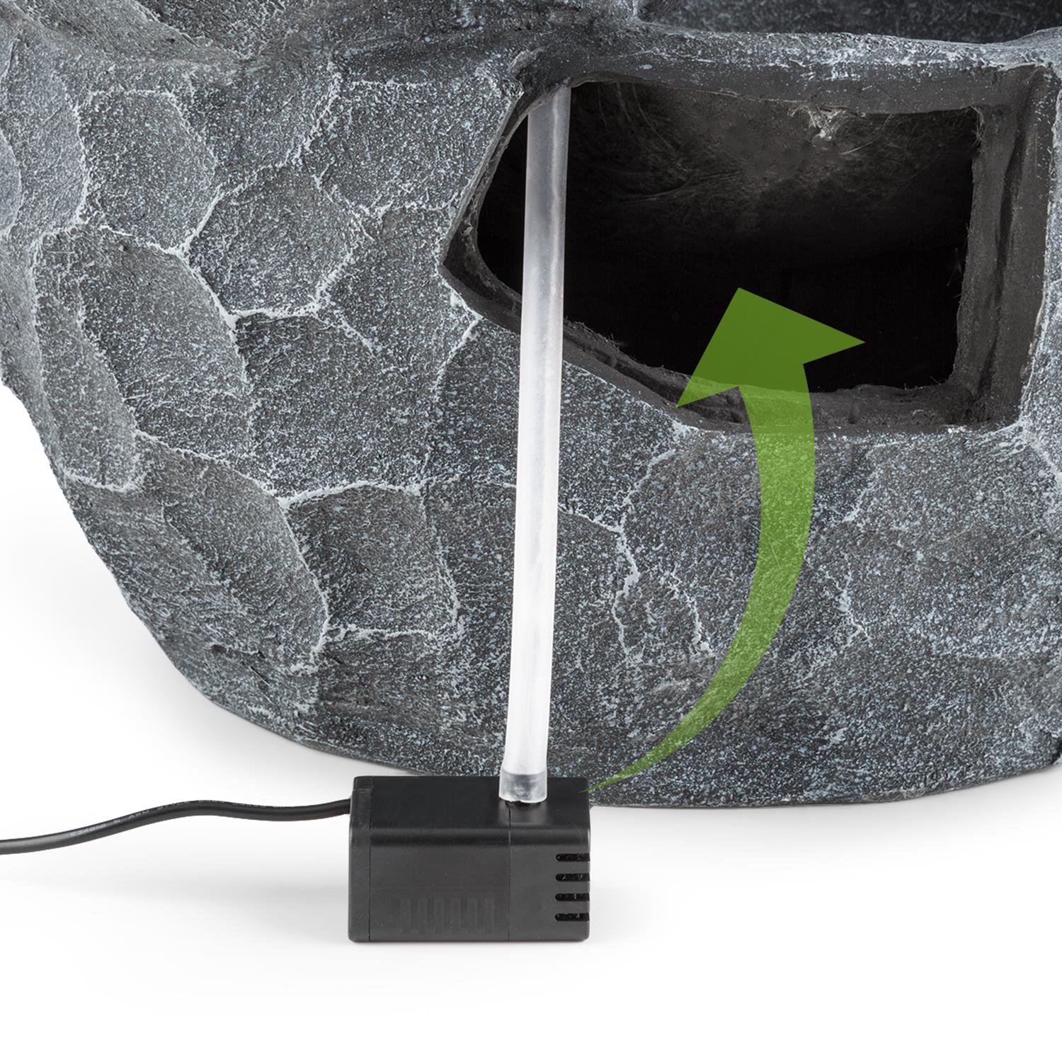 blumfeldt Murach - Fontaine Solaire en Cascade, Fontaine de Jardin, éclairage LED, Panneau Solaire 2kW, Patterie 2000mAh, en polyrésine résistante au Gel