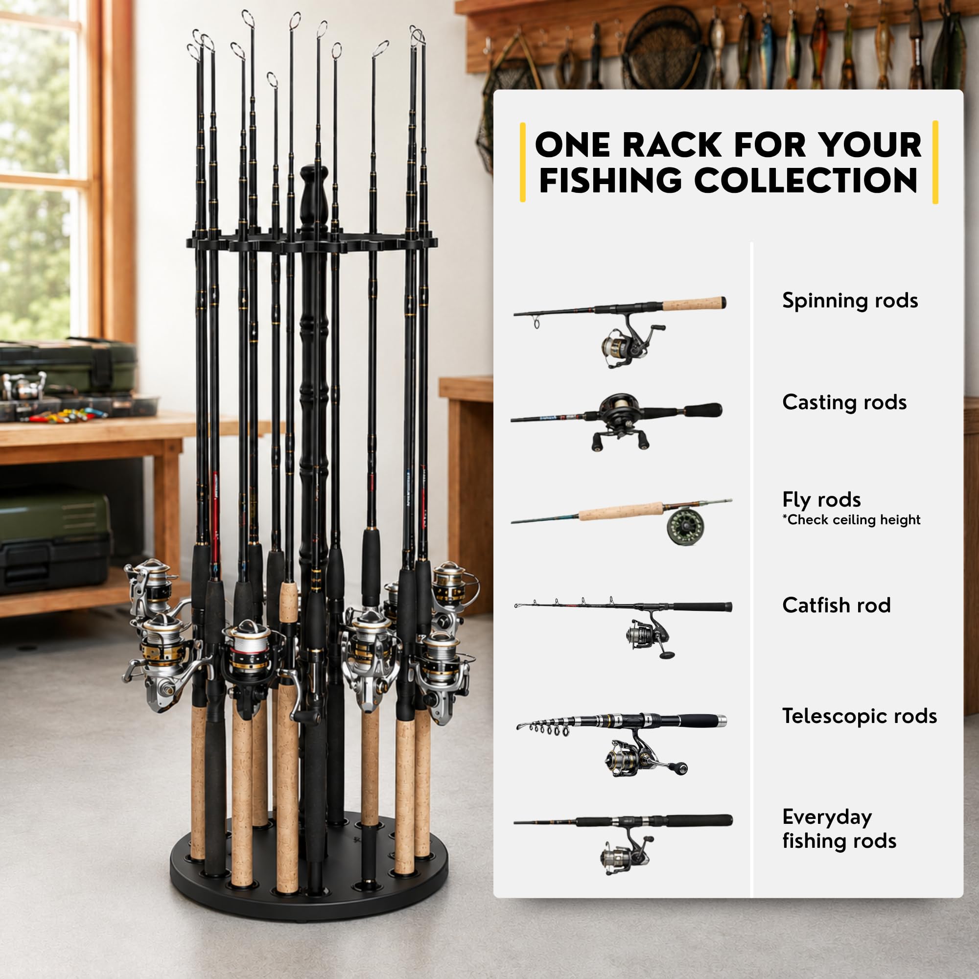 16 Rod Fishing Rod Holder - Tackle Storage Rack -7
