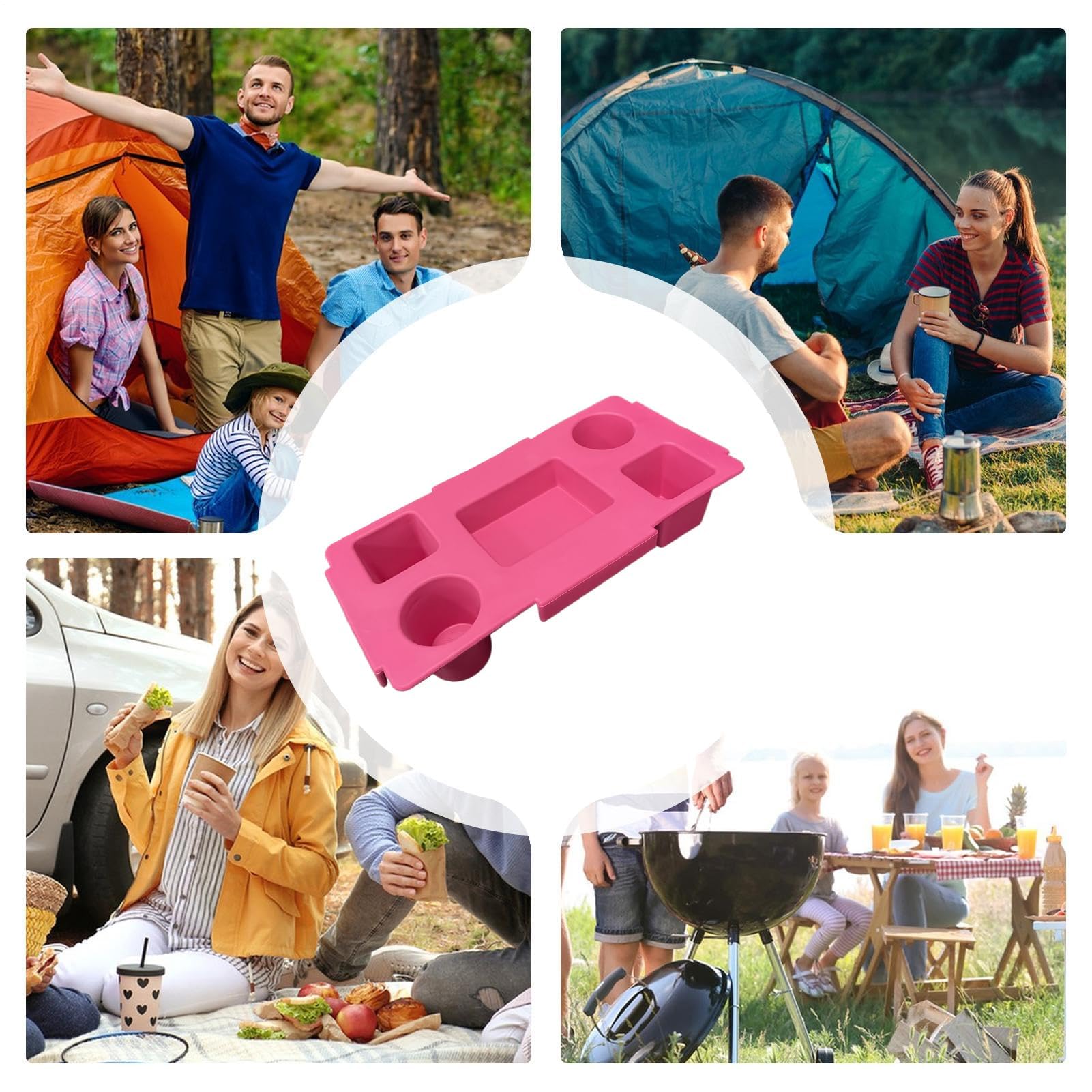 B-oggs - Bandeja portátil para bolsas con 5 compartimentos, antideslizante, para playa y camping, bandeja de servir al aire libre y accesorios esenciales para bolsas