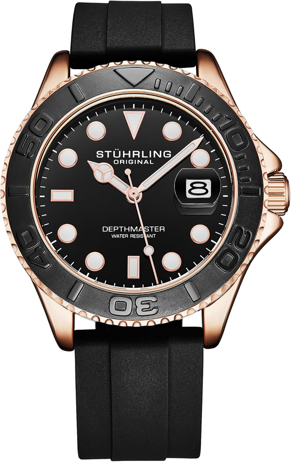 Stuhrling Original Depthmaster 4072 Men's Sport Dive Watch – Quartz Movement, Rotating Bezel, Silicone Strap