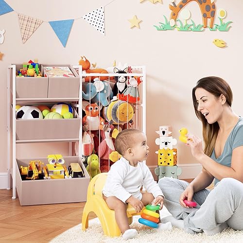 Miniatura 3 de BBLIKE Almacenamiento de animales de peluche, organizador de almacenamiento para niños con 4 contenedores extraíbles, organizador de almacenamiento