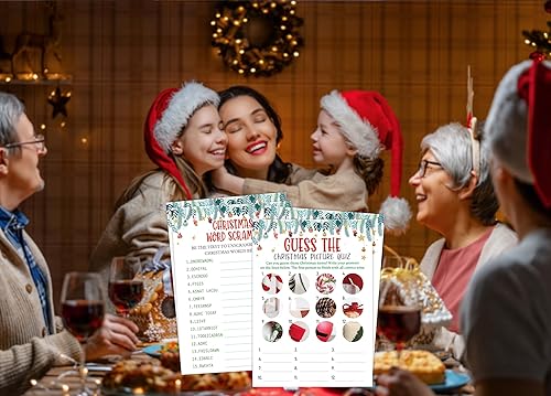 Miniatura 5 de Paquete de juegos de Navidad, juego de palabras de Navidad, juegos de Navidad para el hogar, oficina, aula, fiesta, juego de adivinanzas de festival