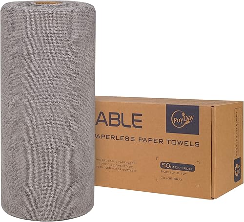 Toallas de papel reutilizables lavables en rollo paquete de 50 toallas de papel sin papel que se despegan de 12 x 12 pulgadas, toallas de papel