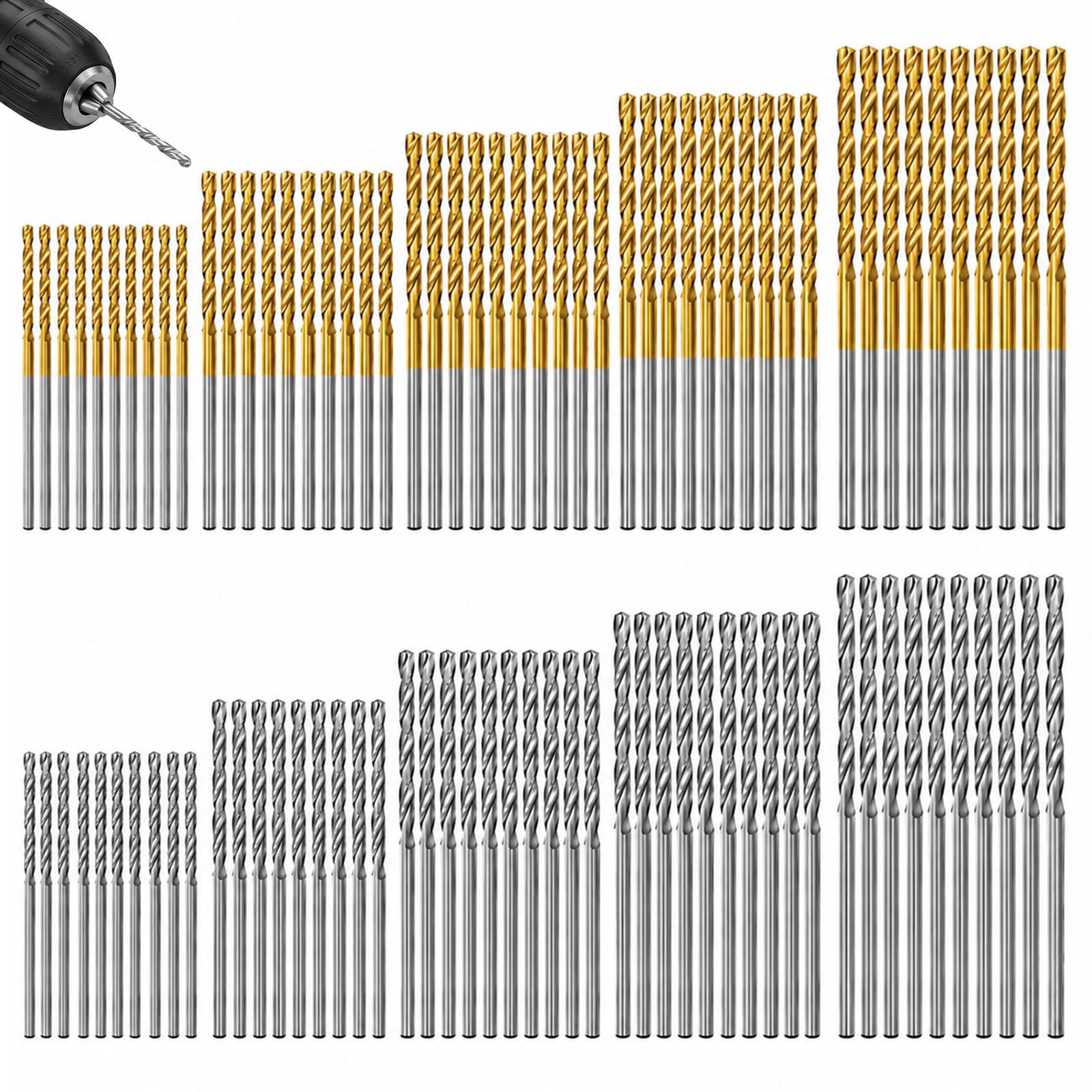 100pcs Mini Twist Drill Bit Set 1mm/1.5mm/2mm/2.5mm/3mm for Dremel