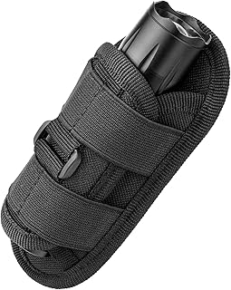 Tactical Flashlight Holster, Rotatable Duty Belt Flashlight Holder, 1000D Nylon Flash Light Pouch Carrying
