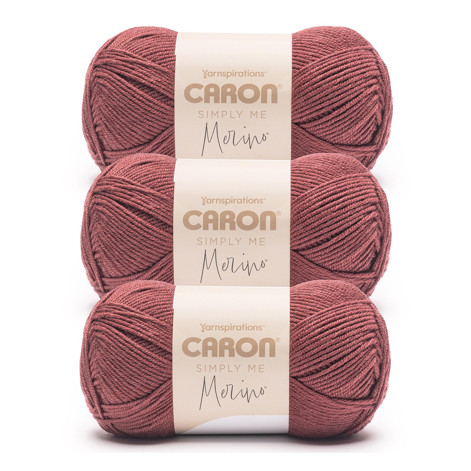 Caron Simply Me Merino-Garn Granatapfelrot, 3 Stück, 100 g, 50% Acryl, 50% Merinowolle, #3 DK (hell), 215 Meter – Stricken/Häkeln