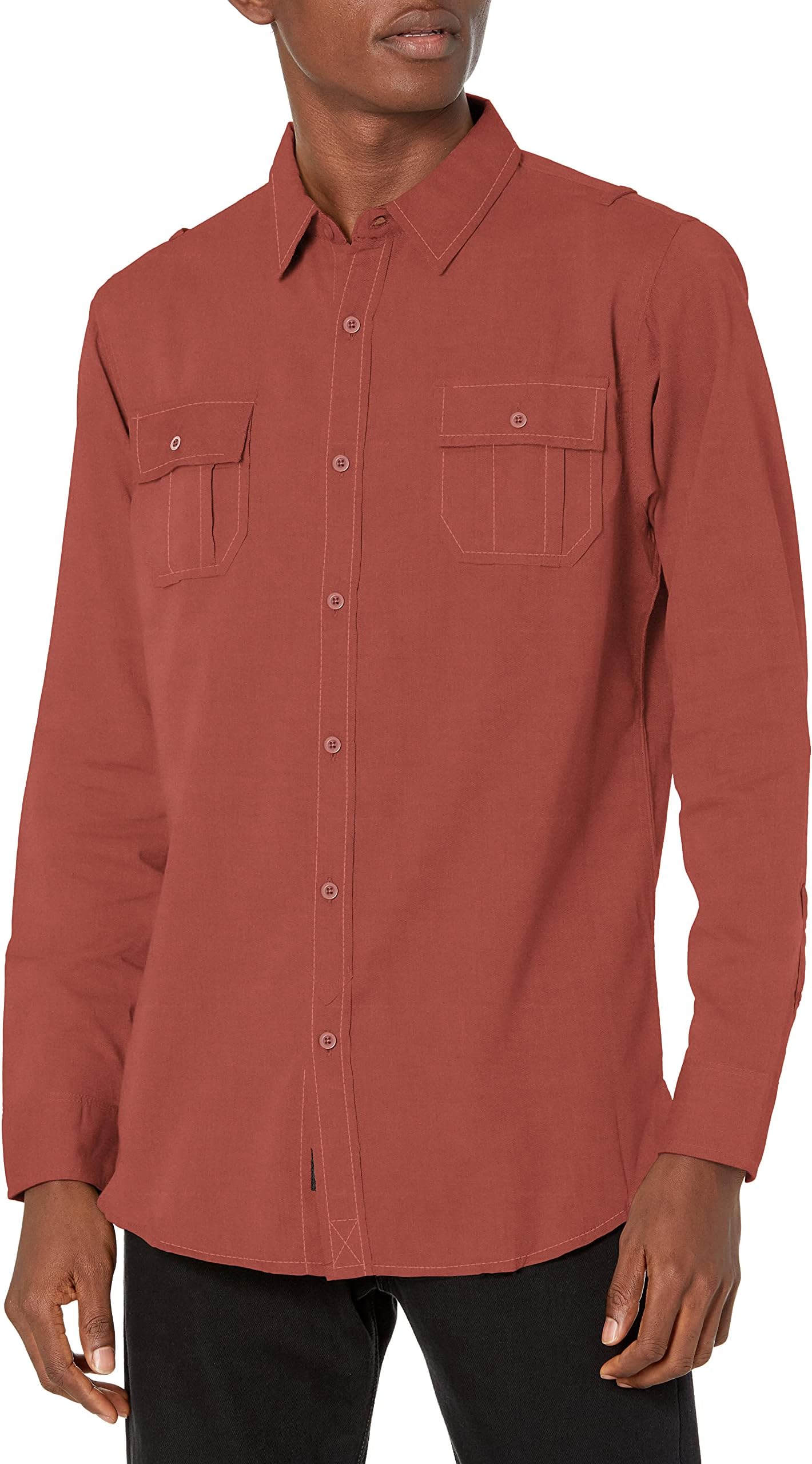 Burnside Men's Locked Long Sleeve Woven Shirt
