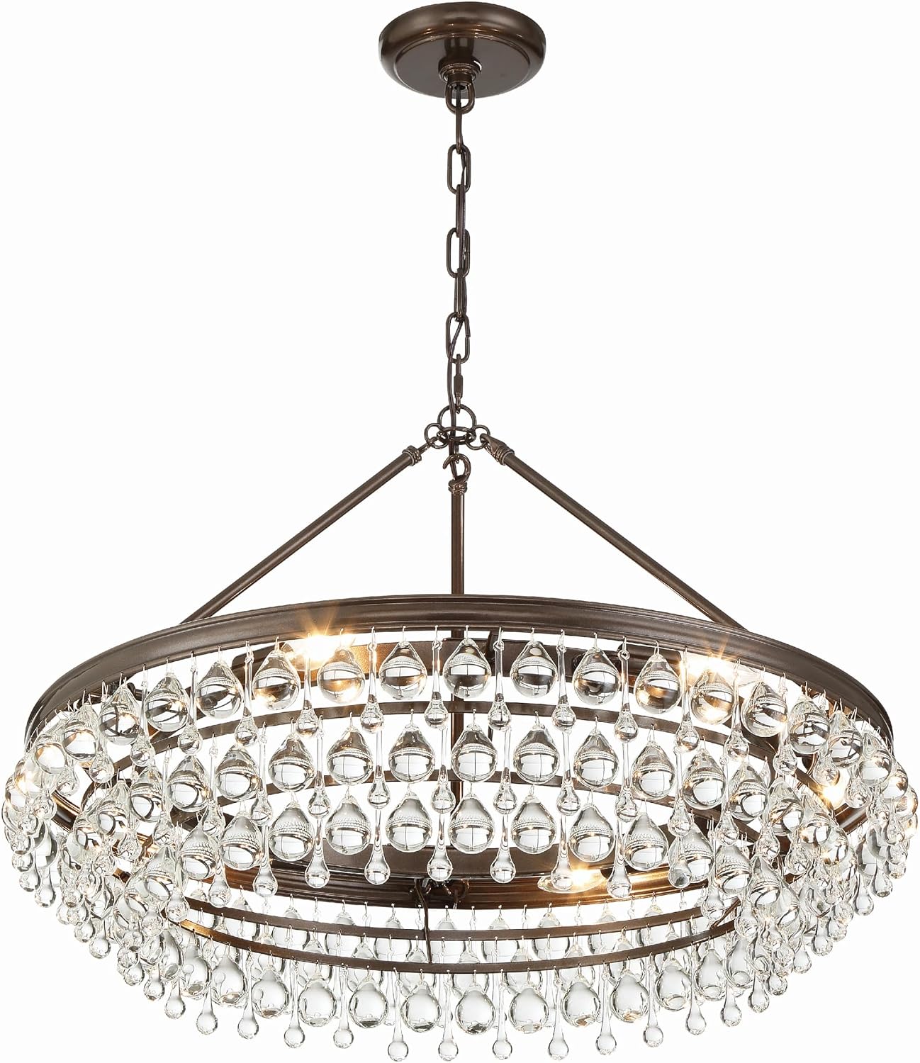 Crystorama Calypso 6 Light Crystal Teardrop Vibrant Bronze Chandelier