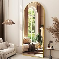 XRAMFY 56x21 Inch Arched Gold Full Length Floor Mirror - Free-Standing, Wall Mounted Aluminum Alloy Frame Dressing Mirror