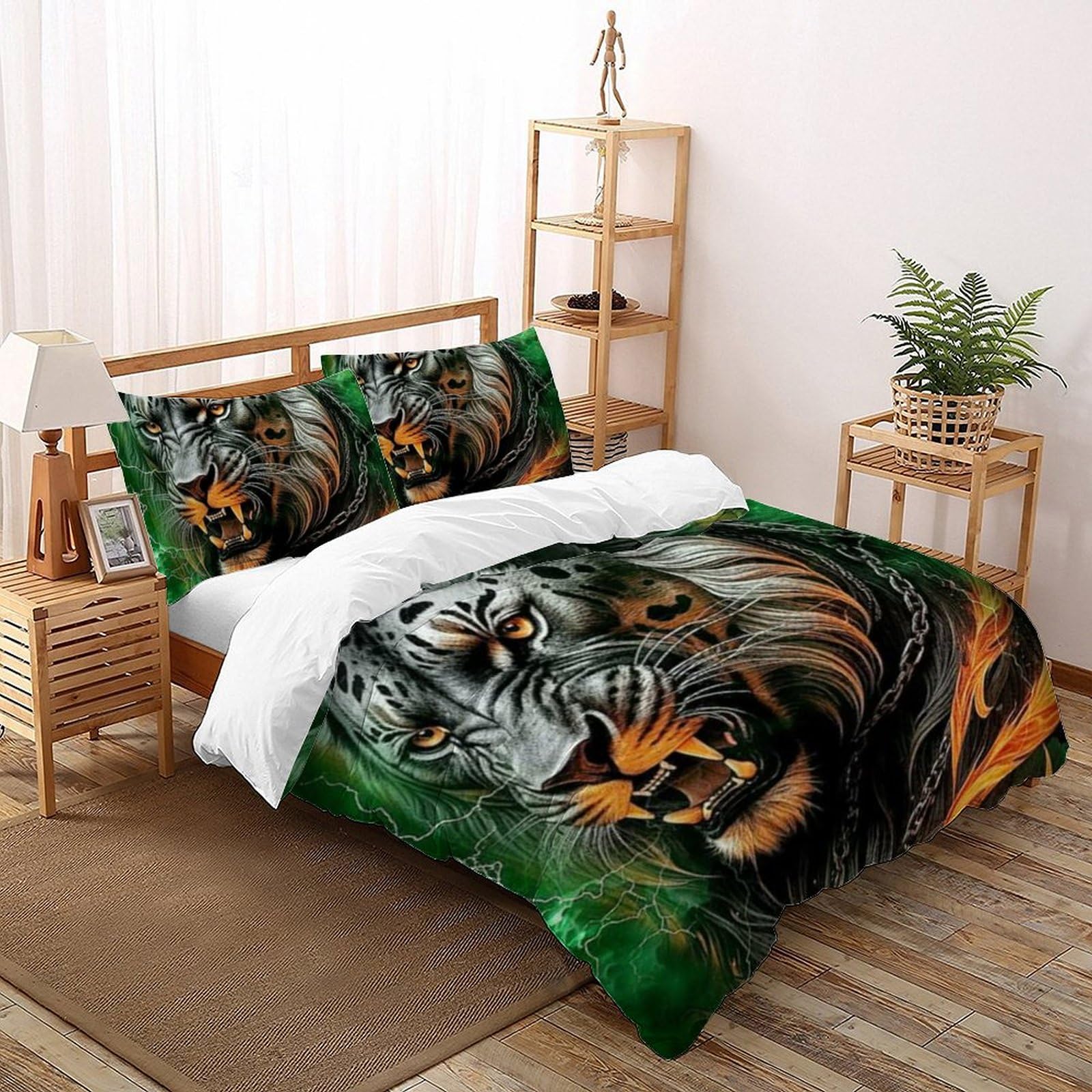 Housse de couette tigre anti-transpiration en microfibre douce pour la peau
