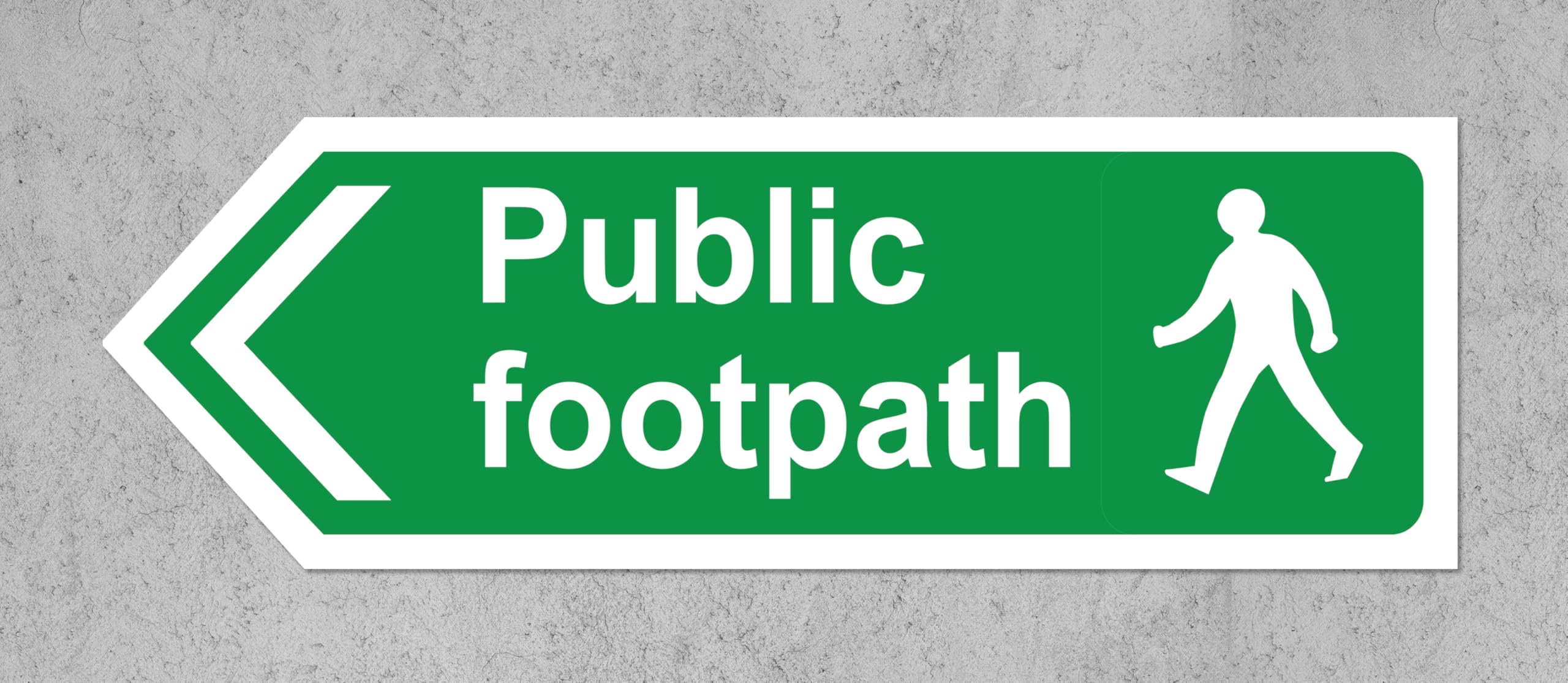 Public footpath left directional sign - 3mm Aluminium sign 330mm x 100mm