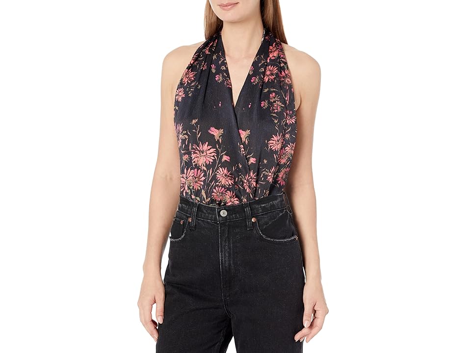 Free People Printed There She Goes Bodysuit (Black Combo) Women's Jumpsuit & Rompers One Piece INTERNATIONAL SHIPPING