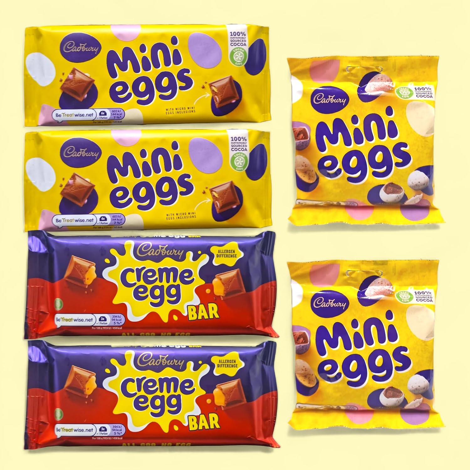 Cadbury Easter Egg Chocolate bundle 2 x Mini Eggs Bar 110g, 2 x Creme