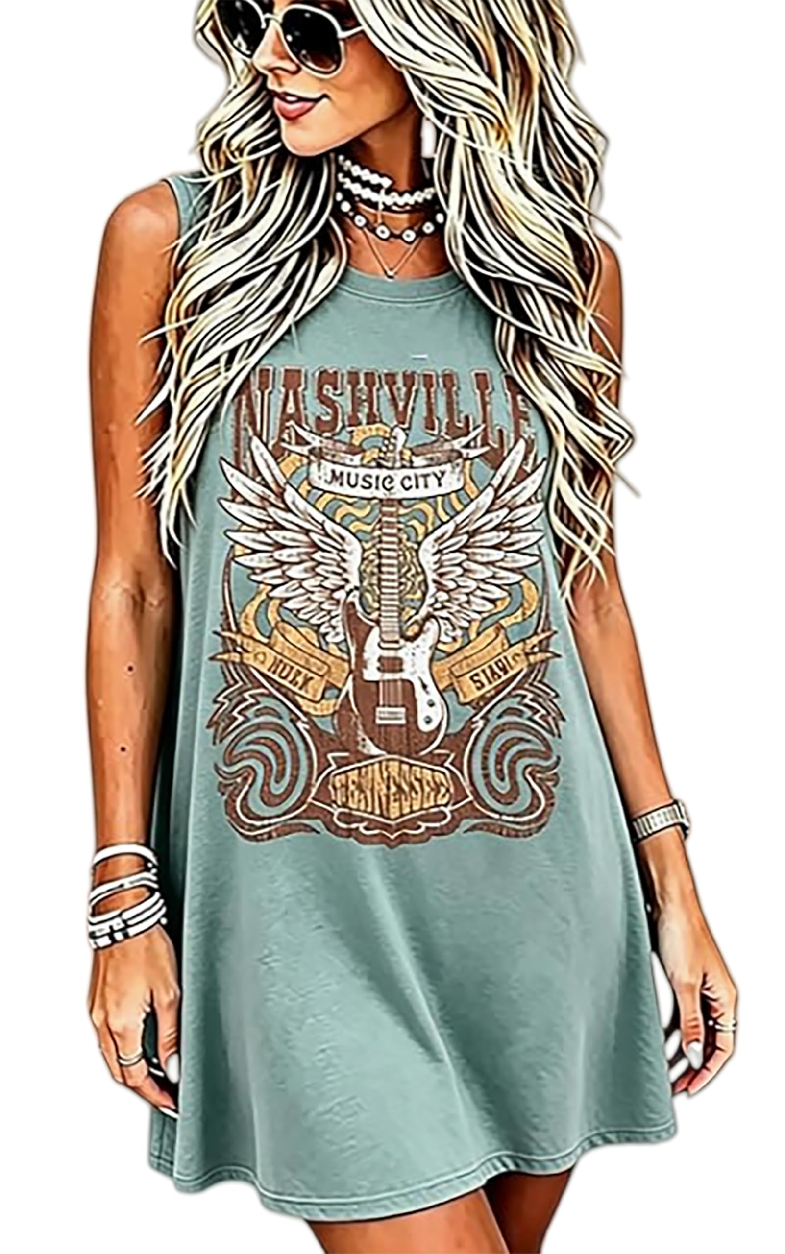 Summer Dresses Women Boho Floral Sundress Casual Country Concert Tank Dress