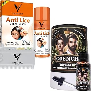 Caemora Anti-Lice Cream and Goenche Rosemary Hair Oil 30ml Combo-Pack | Kill Head Lice, Nymph and Nit Eggs Solution | Hair Growth Oil Treatment