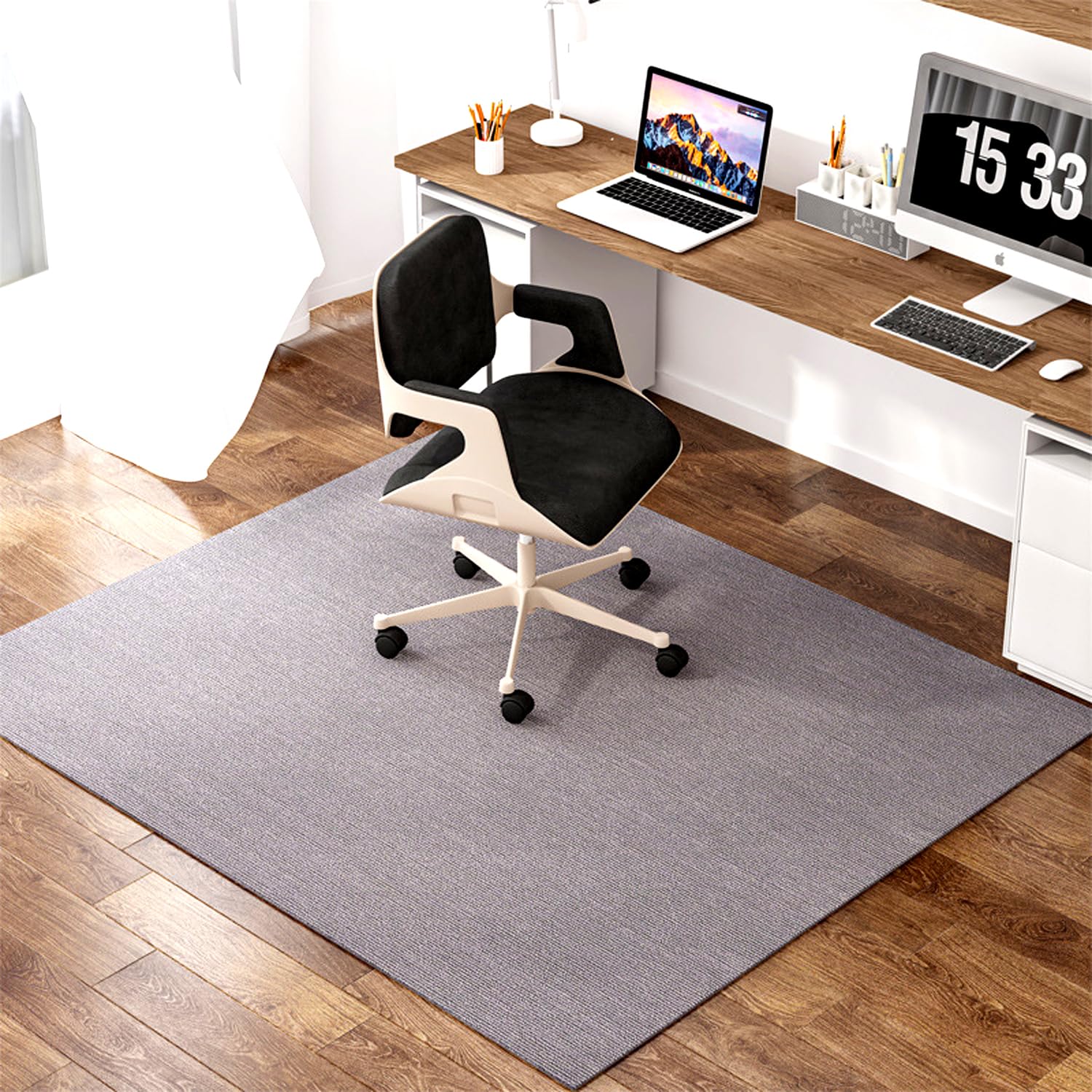 EXZFW Office Chair Mat for Hardwood Floor, Non-Slip Gaming Chair Mat, Chair Mat for Hard Floors, Computer Chair Mat, Floor Protectors for Chairs, Carpet Floor Protection,Haze gray,60x90cm