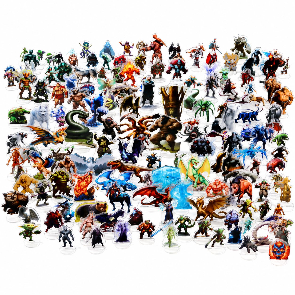DND Miniatury Dungeons and Dragons Zestaw startowy 170 Fantasy Art Minis dla D&D 5E, Pathfinder płaskie plastikowe figurki do TTRPG Tabletop RPG akcesoria prezent dla DM