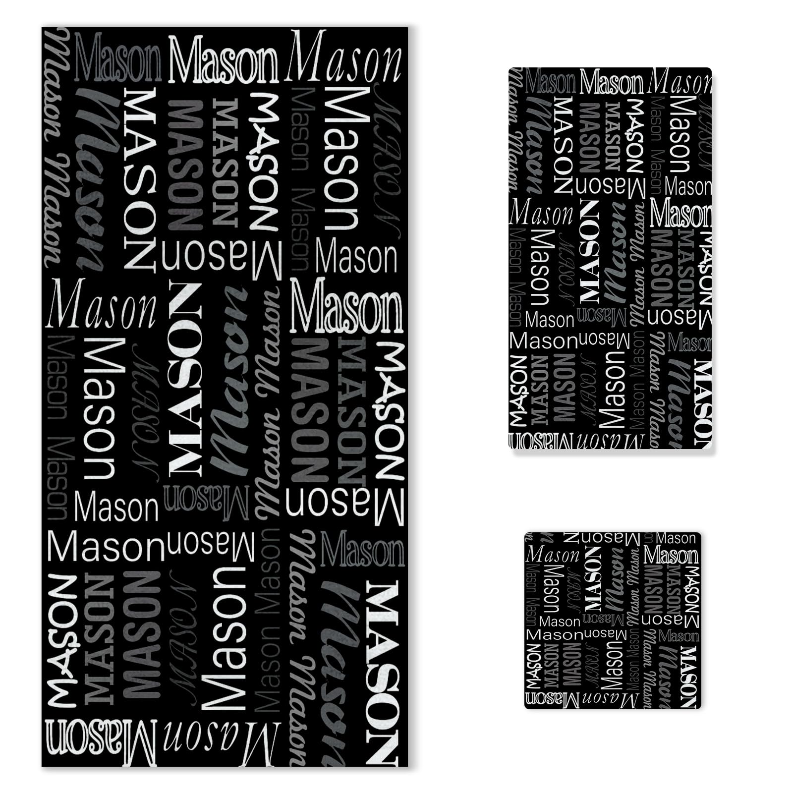 Duckbe Personalized Monogrammed Black Bath Towel Set: 1 Large Bath Towel, 1 Washcloth, 1 Hand Towel, Custom Name Bathroom Towel Sets Gift for Home