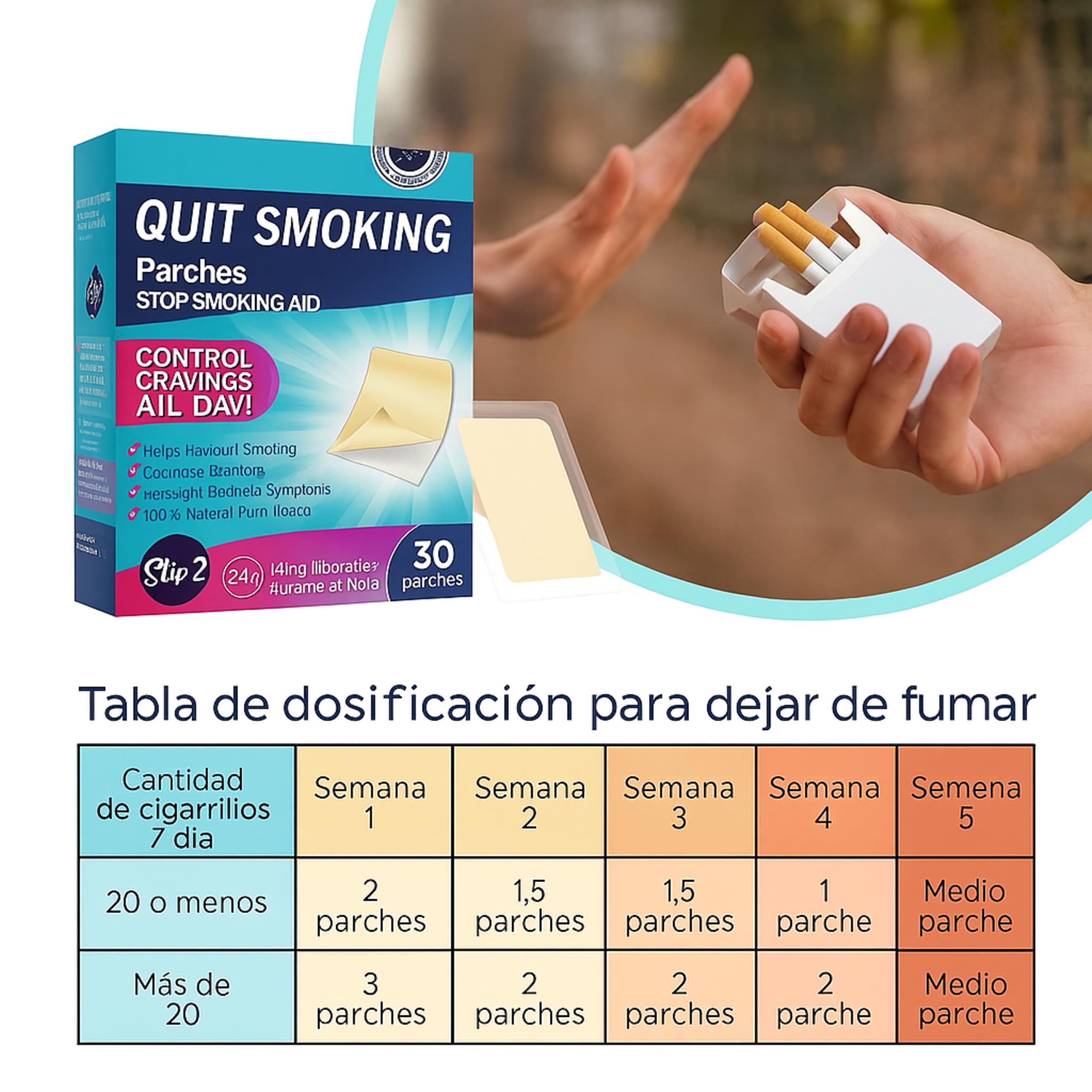 BAYON Parches para Dejar de Fumar Pack Paso 1 y 2 (21 mg + 14 mg) – Tratamiento Antitabaco con Reducción Gradual de Nicotina – Controla Ansiedad y Dependencia – 60 Parches 24h