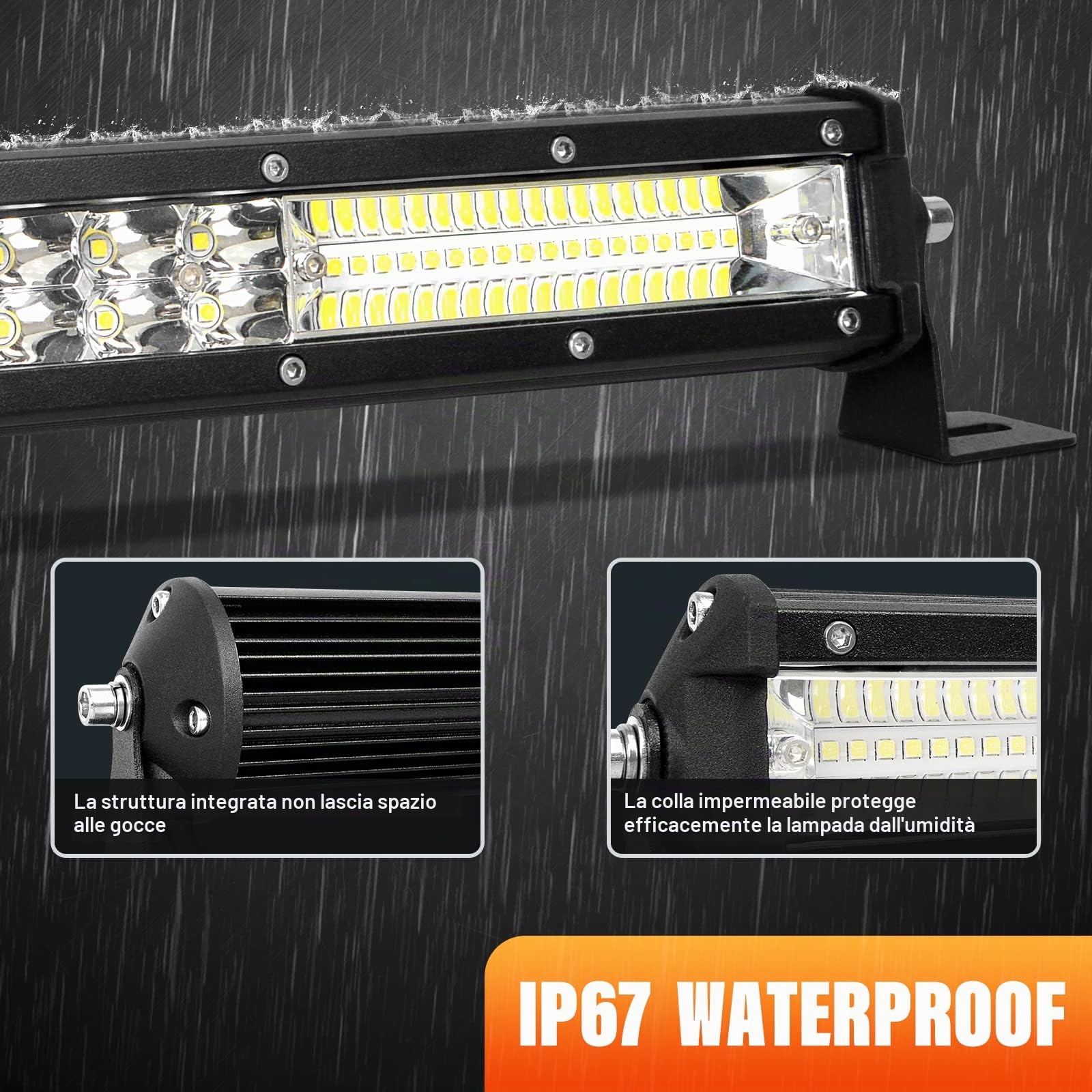 Willpower Barra LED Fuoristrada 24 Pollici 216W + Magnetico Supporto + Cablaggio Barra Luci LED Fila Unica Slim Faretti LED 12V 24V Impermeabile Faro da Lavoro LED per Auto Trattore Camion Barca