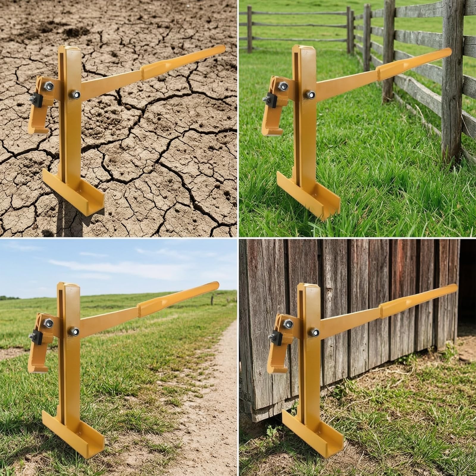 Almencla Extractor de de Valla Manual de Estacas Palanca de Paletón Herramienta de Extracción Estructura Metálica Pintada con Marco Vertical y Pie de Apoyo