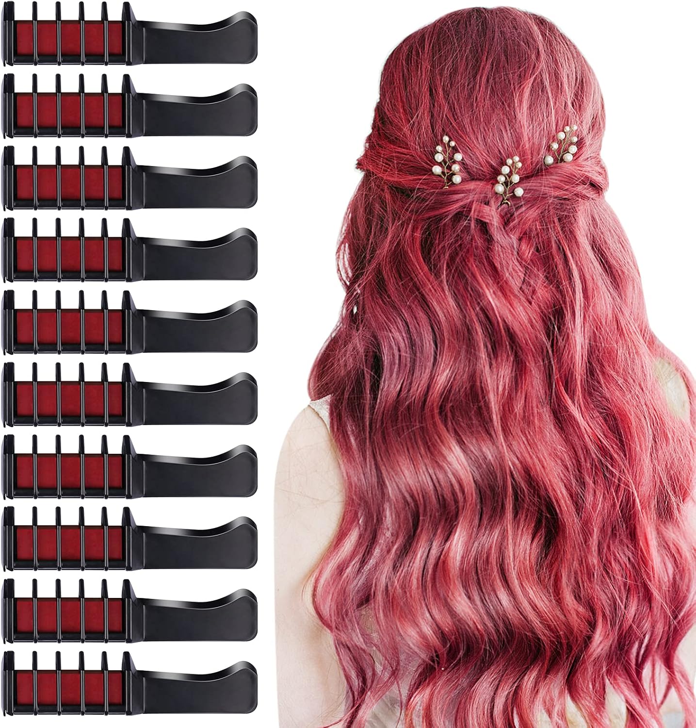 10 PCS Hair Chalk Comb for Girls, TOROKOM Temporary Bright Washable