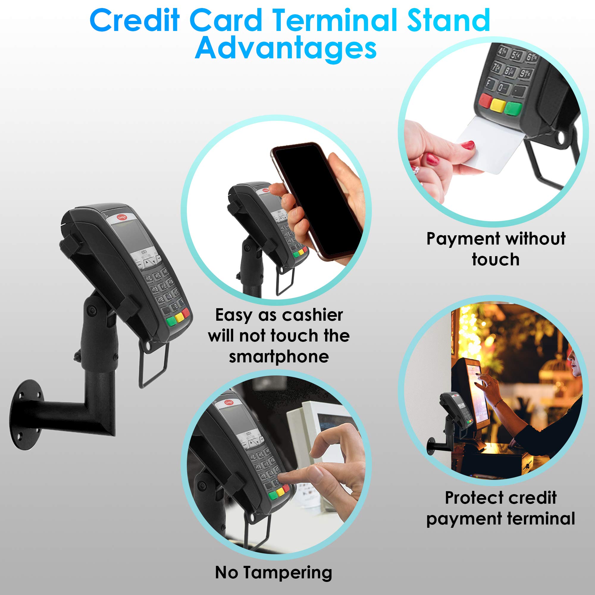 Support Ergonomique pour Terminal de Paiement Ingenico iCT 220/250 - Support de Terminal de Paiement avec Poignée, Rotation 180°, Inclinaison 45°, Installation mur à mur