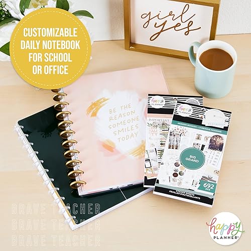 Miniatura 5 de Happy Planner - Cuaderno con divisores para el trabajo, la escuela o el diario, cuaderno encuadernado en disco para uso diario, 60 hojas de papel