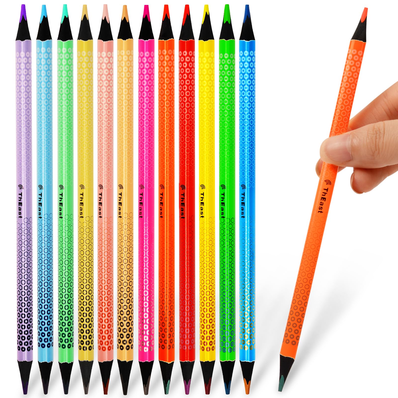 ThEast 12 Short Jumbo Colored Pencils, Cute Animal Drawing Pencils For Kids Ages 3-12, Hexagonal - View #8