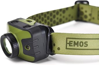 EMOS Focusable Headlamp with Red, IP43 Waterproof Lamp with 5 Modes 330 Lumen Brightness 200 m Range 87 Pieces Duration CREE LED Head Light with Focus, Green