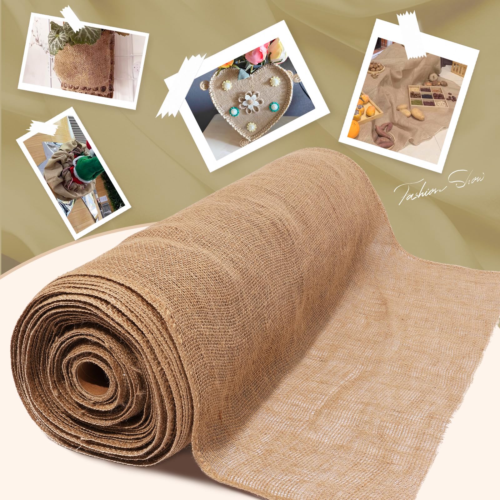 Rollo de tela de arpillera natural para jardín, yute de alta densidad, multiusos para decoración del hogar y arreglos de fiesta (40 x 40 pies)