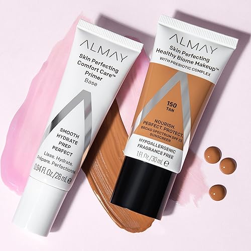 Miniatura 9 de Almay Skin Perfecting Healthy Biome Foundation Makeup con complejo prebiótico SPF 25, hipoalergénico, sin fragancia, 130 mediano, 1 onza líquida.