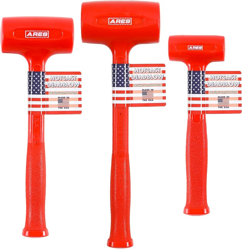 ARES 4131004 3-Pc Dead Blow Hammer Set - Made in USA | Heavy Heads for Powerful Striking Force; For Automotive, Body Work & Construction