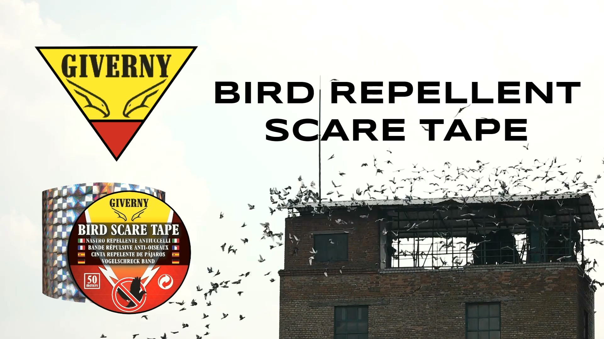 Garden Mile Nastro repellente per uccelli, 40 m, per controllo dei parassiti, deterrente per tetto, per scoiattoli, corvi, gabbiani, gazze, controllo umano dei parassiti