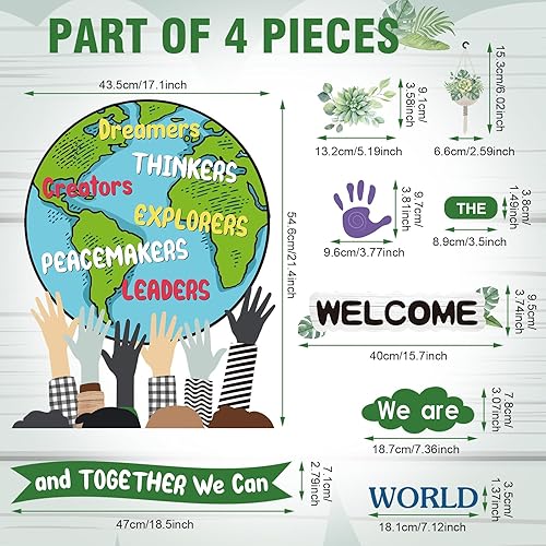 Miniatura 2 de 97 carteles de decoración de aula de One World Together con texto en inglés "We are and Togethers", decoración de pared de aula de granja, recortes
