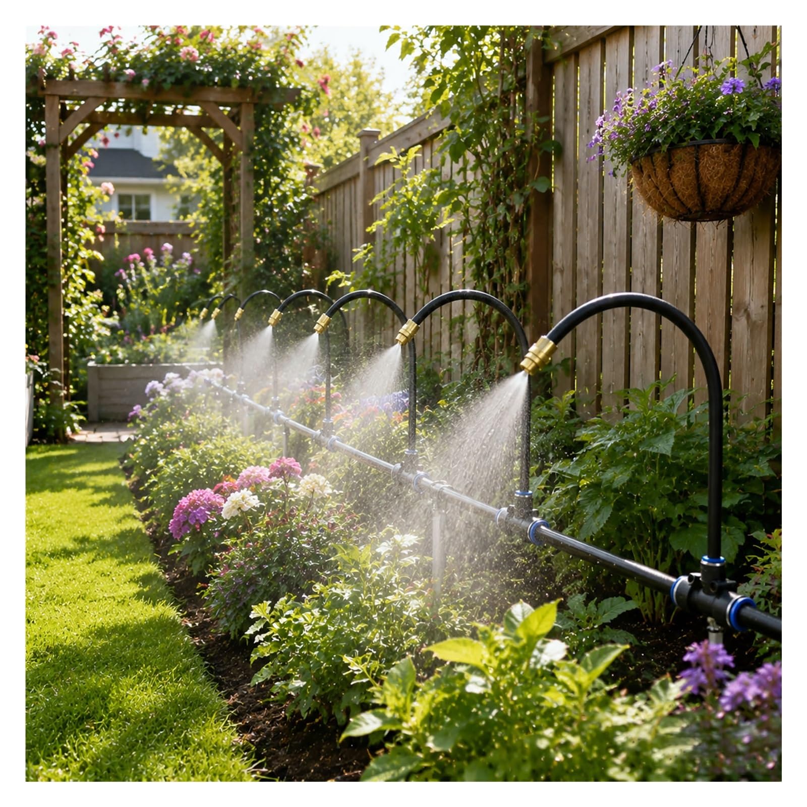 Kit Nebulización Exterior, Rociador Patio Boquillas Latón Flexibles | Sistema De Nebulización Para Patio, Pérgola, Invernadero, Jardín, Granja Y Humidificación(40m/1575in/131.2ft)