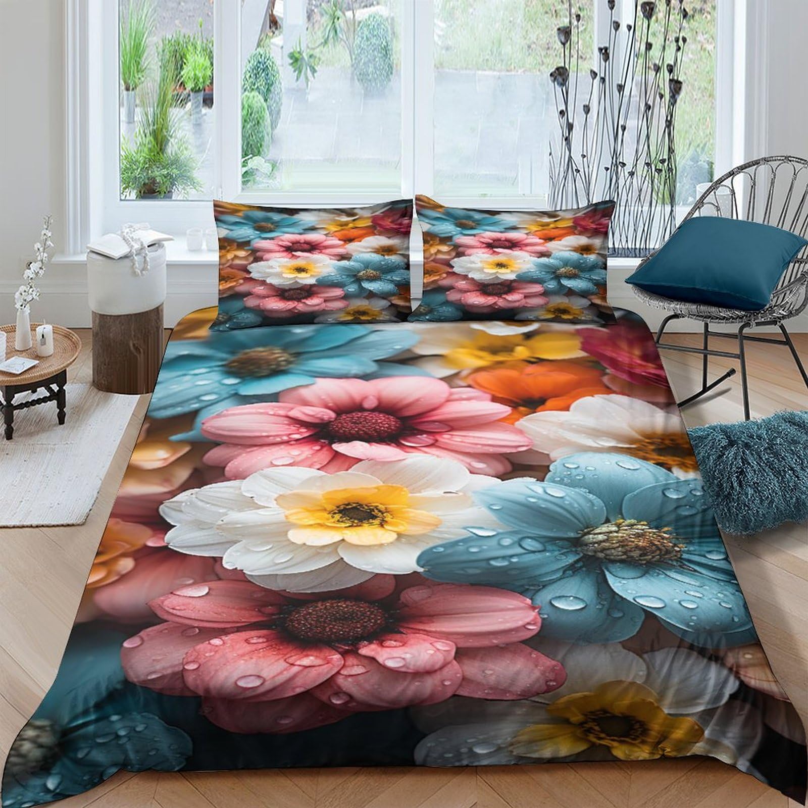 Housse de couette 220x240 respirante avec taies d'oreiller