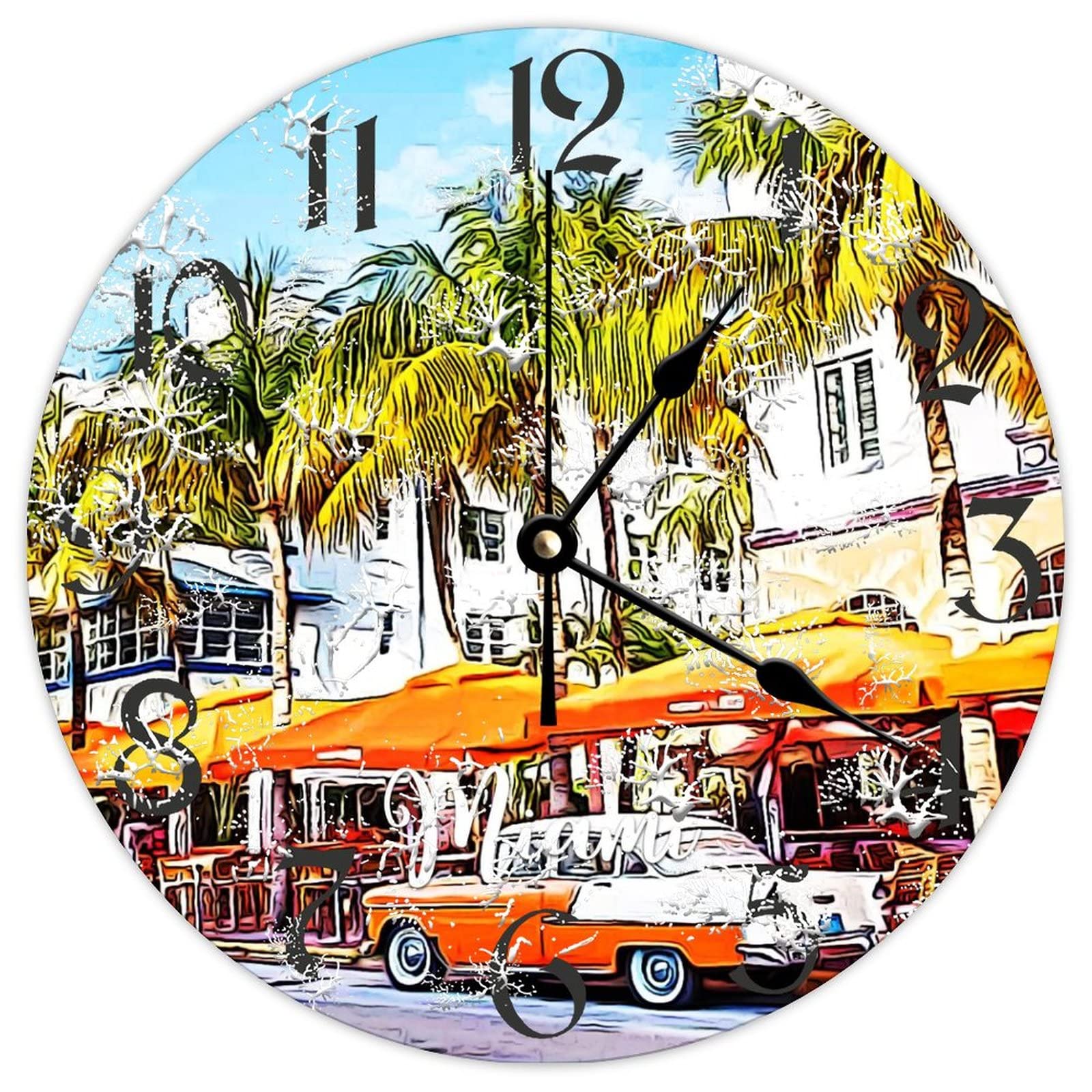 Horloge murale ronde en bois Los Angeles de style rustique chic