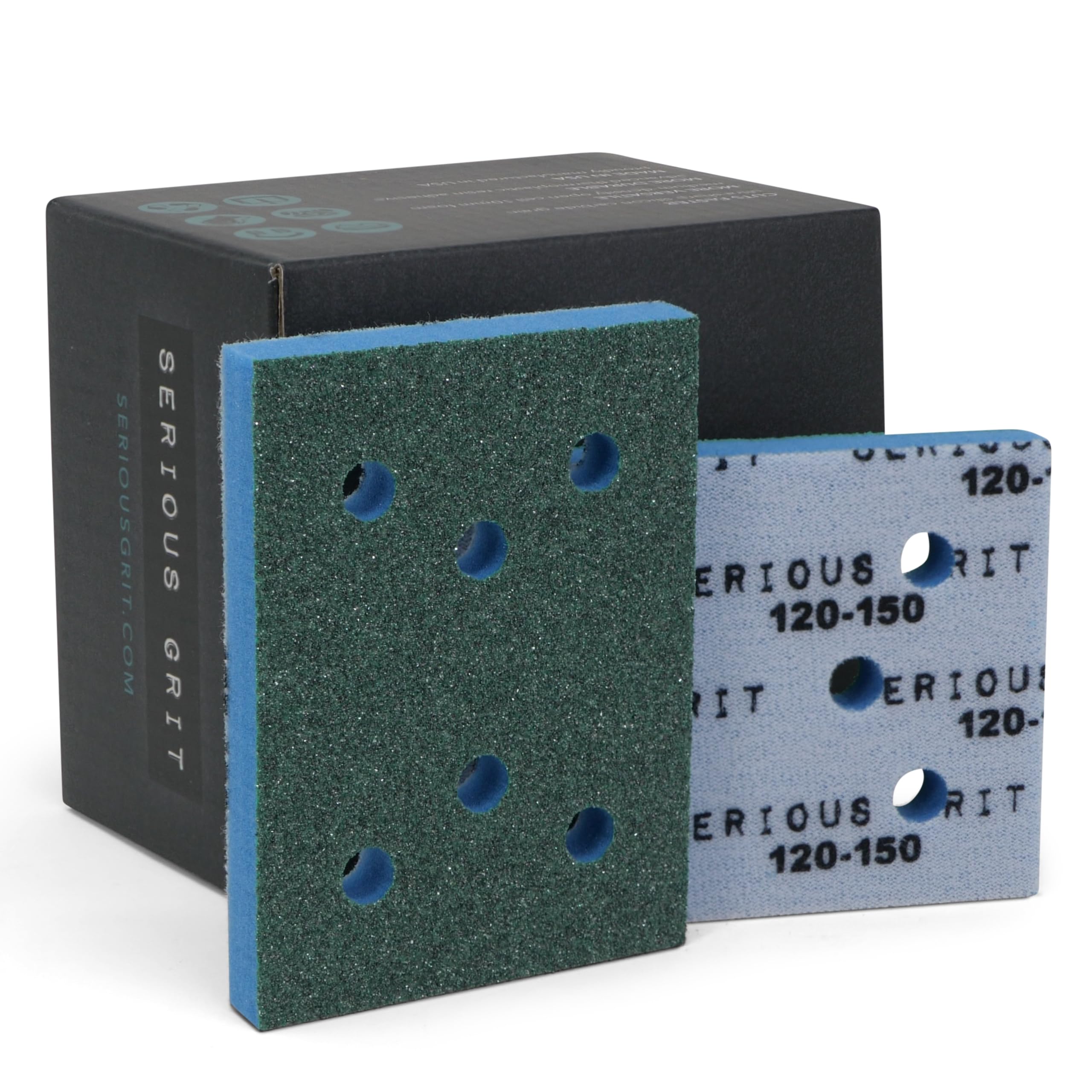Serious Grit - 3x4 10mm Foam Sanding Pads - 120-150 Grit Finish - 10 Pack