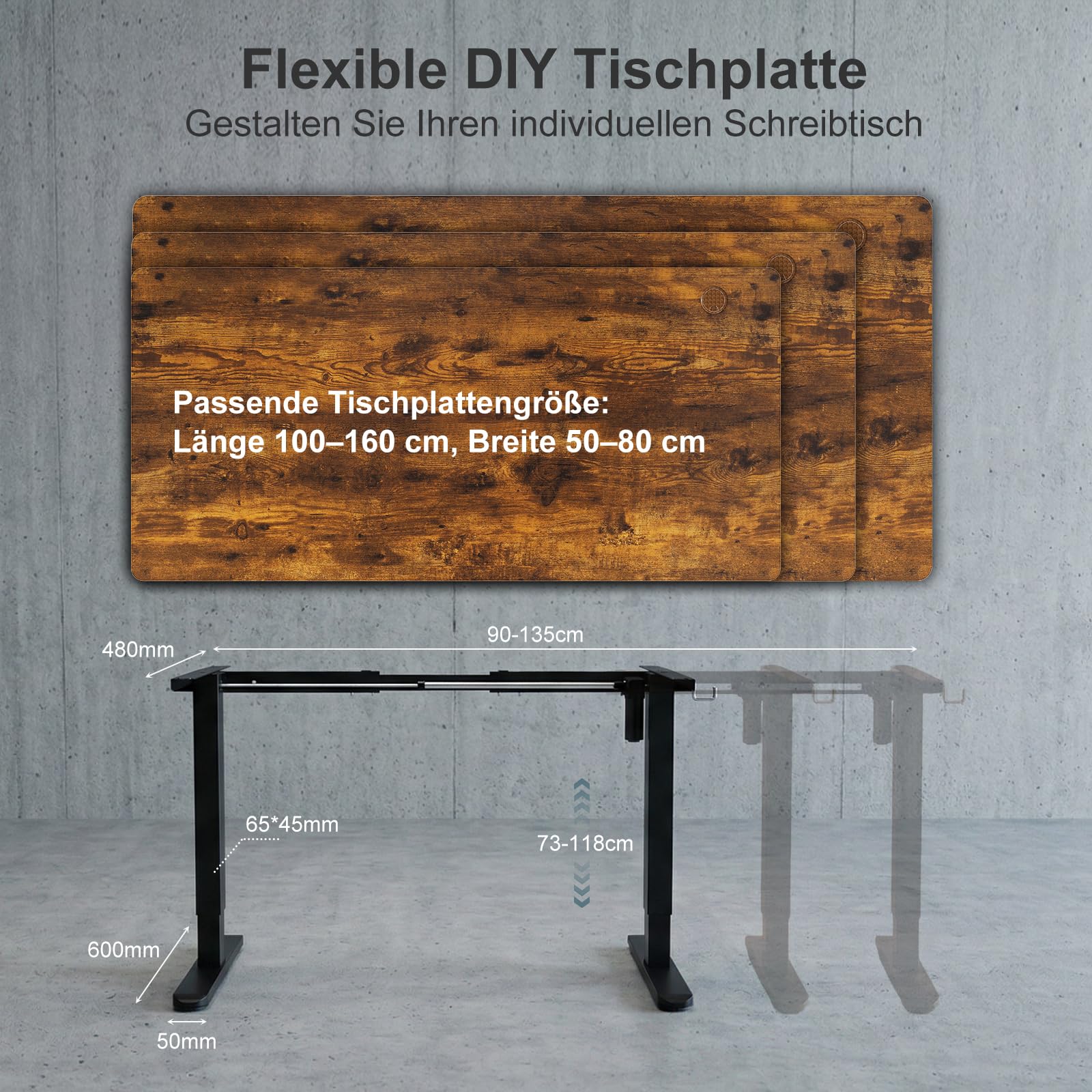 Flamaker Höhenverstellbarer Schreibtisch Elektrisch Tischgestell Höhenverstellbar Elektrisch 2-Fach-Teleskop Mit Memory-Steuerung Höhenverstellbarer Schreibtisch Gestell (Schwarz)