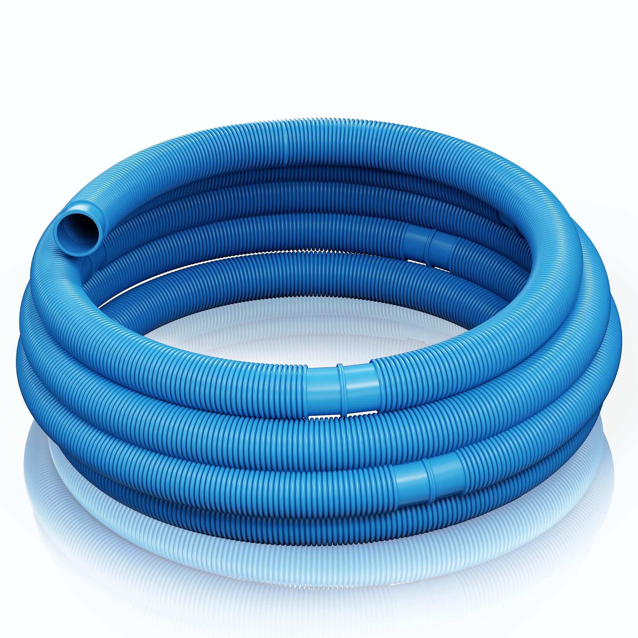 Wiltec Tubo per Piscina Blu, 30m Ø 38 mm, sezionabile Ogni 1,5 m, Galleggiante, in Resina 190 g/m Made in EU