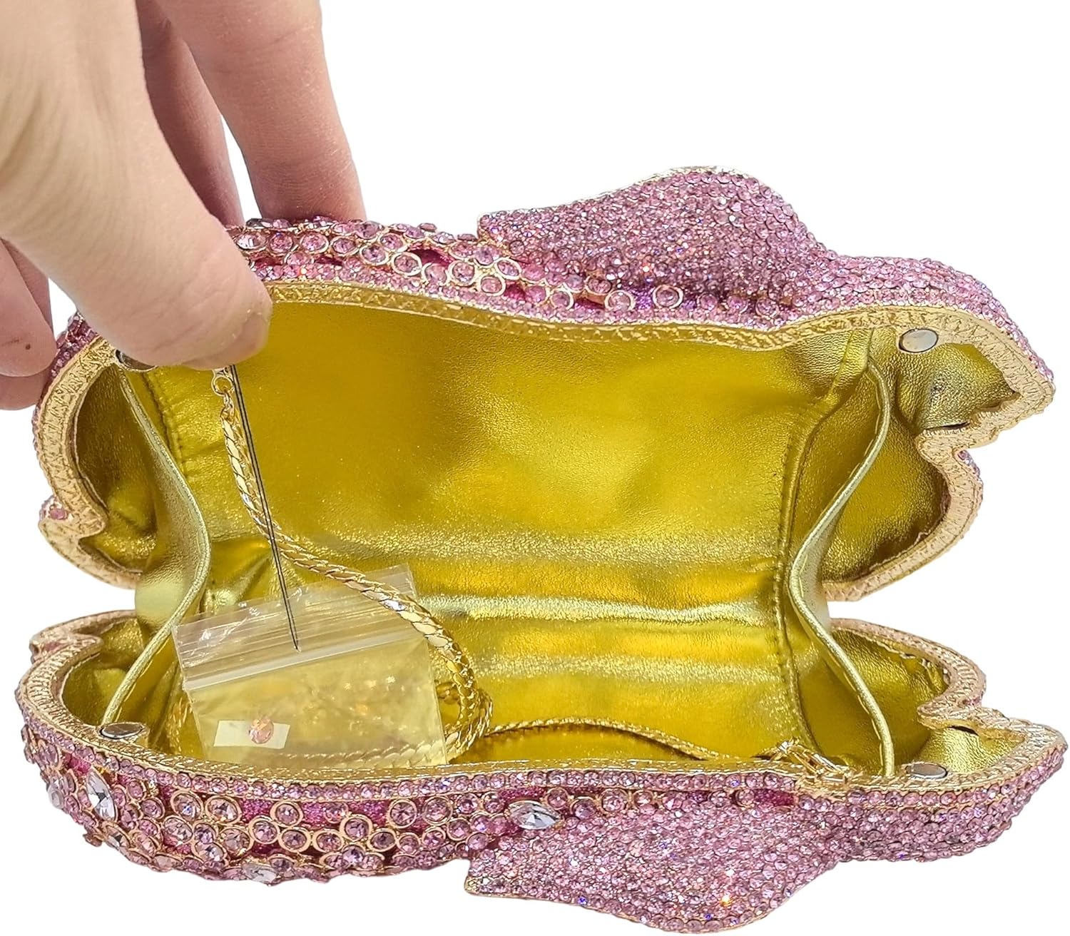 Boutique De FGG Mini Rabbit Rhinestone Clutch Purse for Women,Animal Evening Bags and Clutches,Party Prom Crystal Clutch Bag