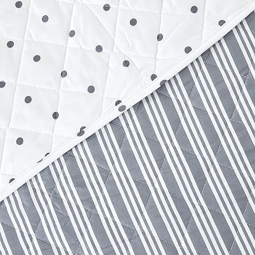 Miniatura 7 de Market & Place Juego de edredón reversible de 3 piezas con fundas de almohada, colcha suave y ligera para todas las estaciones con patrón de rayas